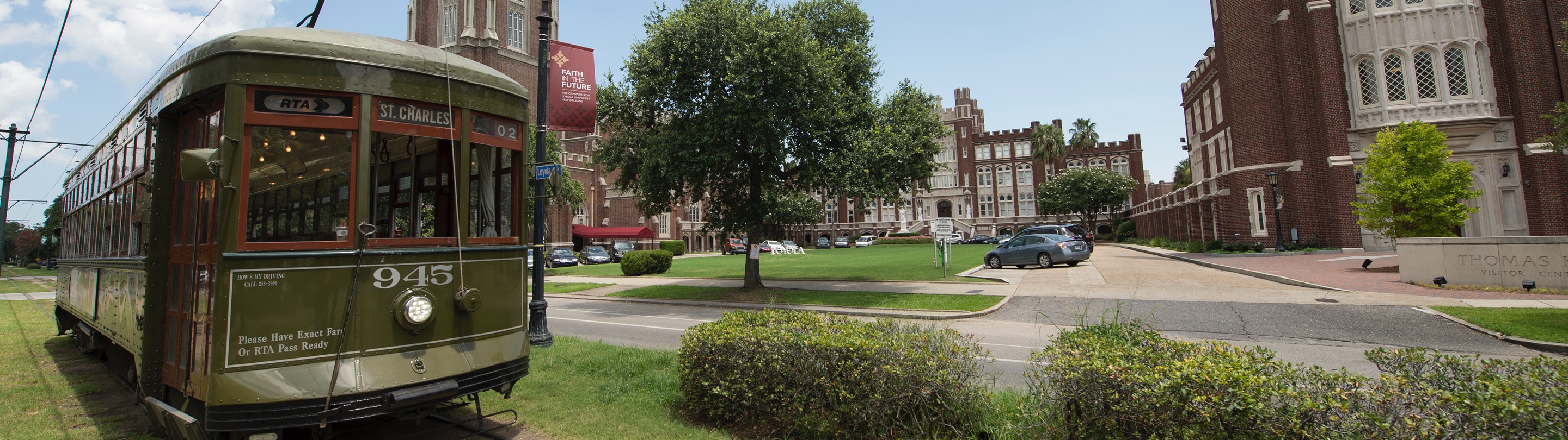 St. Charles Streetcar passing by Loyola University