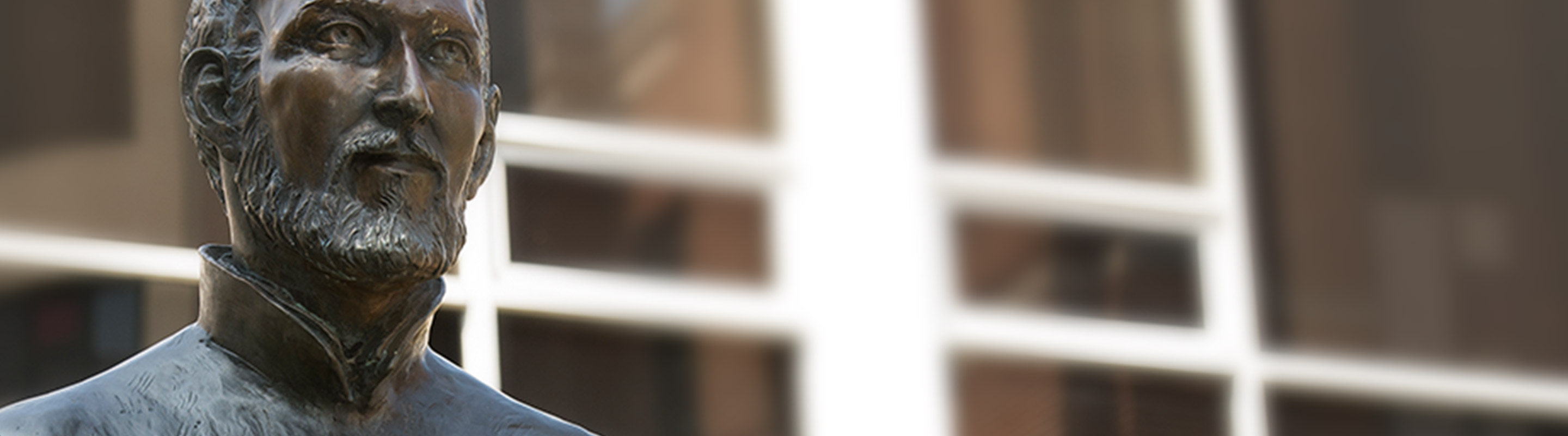 Close up of Ignatius statue of Loyola