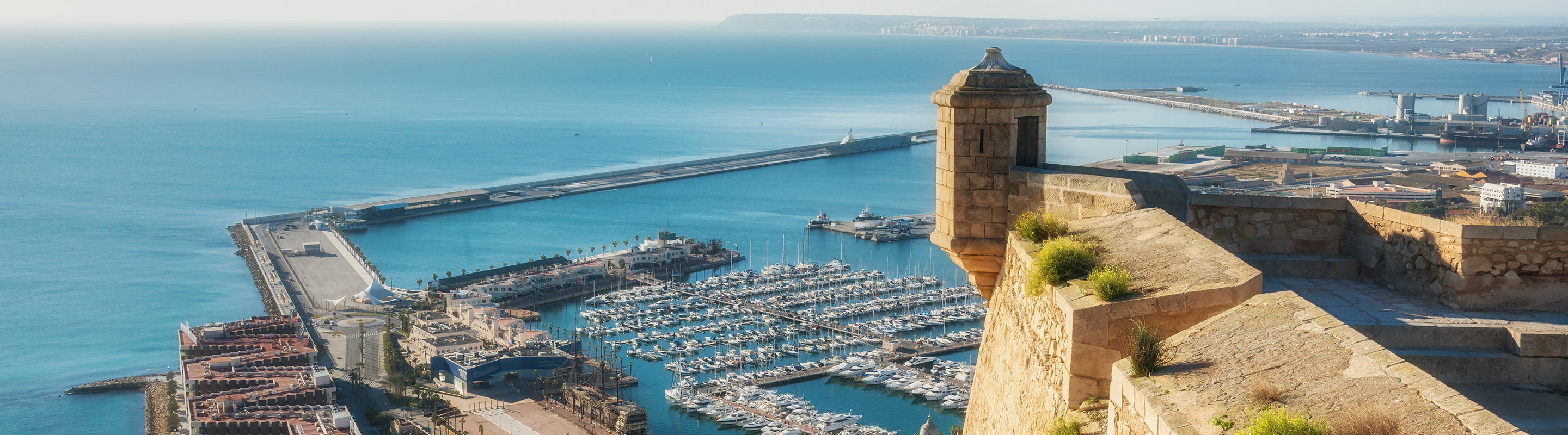 View from Santa Barbara castle to marine Alicante, provence Valencia, Spain
