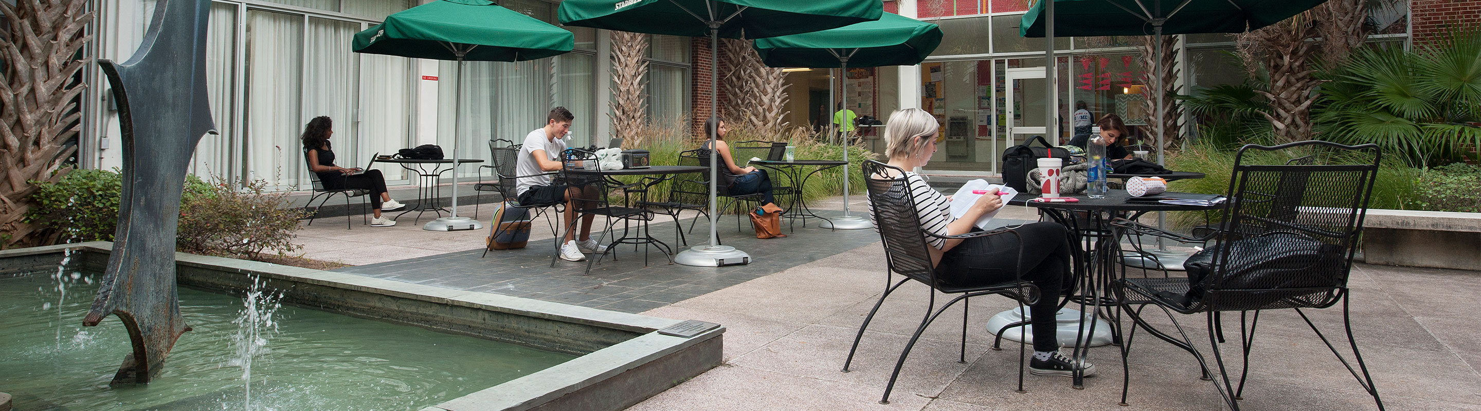 Students Study in Danna Center Courtyard