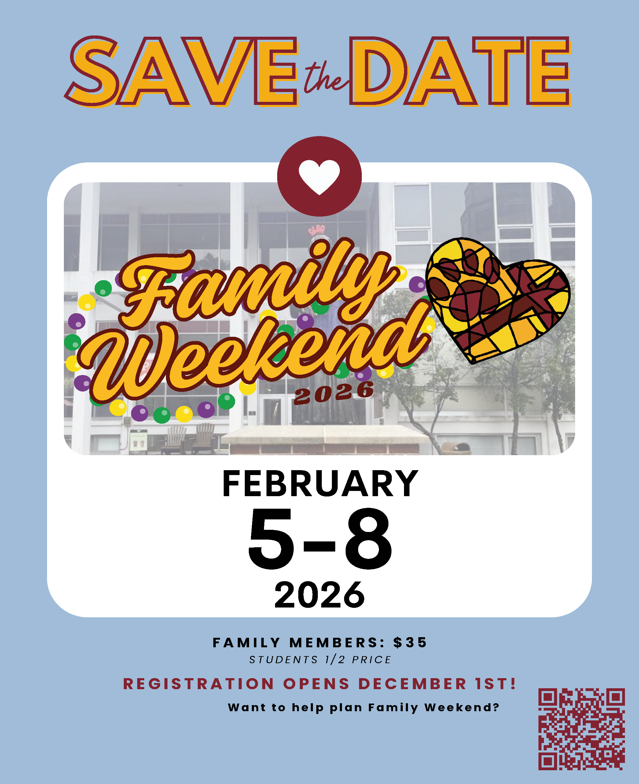 Family Weekend Save The Date Flyer